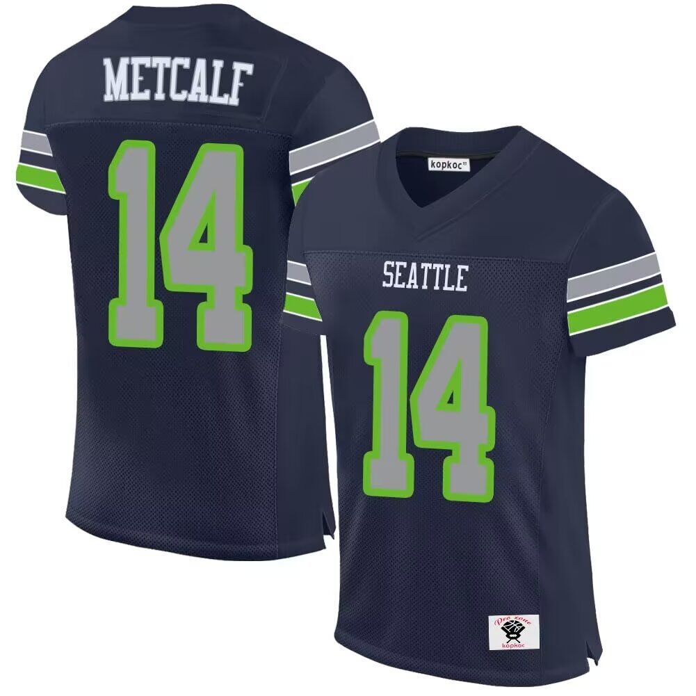 Men Seattle Seahawks #14 Metcalf blue 2024 Nike Game NFL throwback Jersey->women nfl jersey->Women Jersey